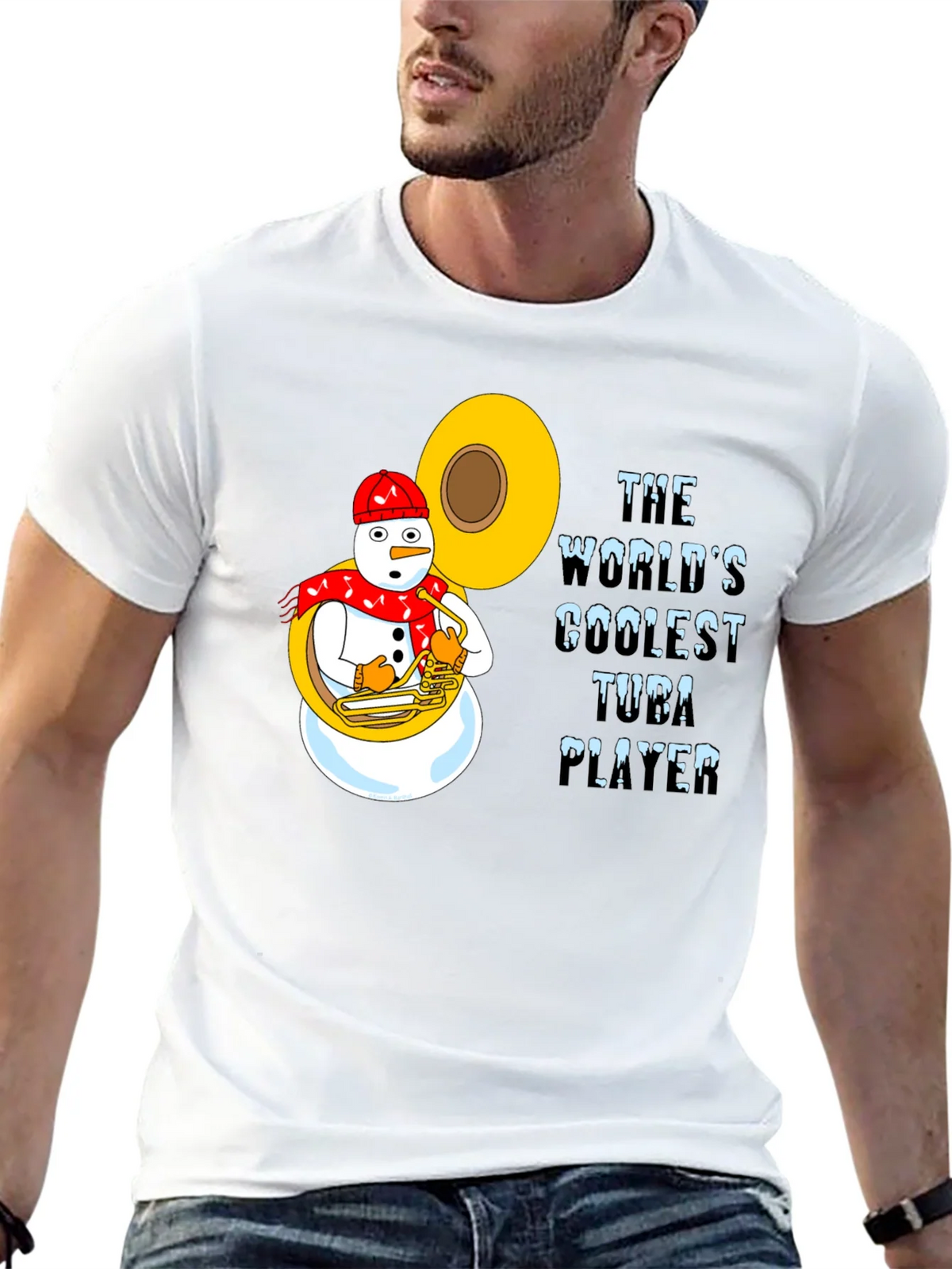 Coolest Tuba Player Snowman Graphic Tee product image 12