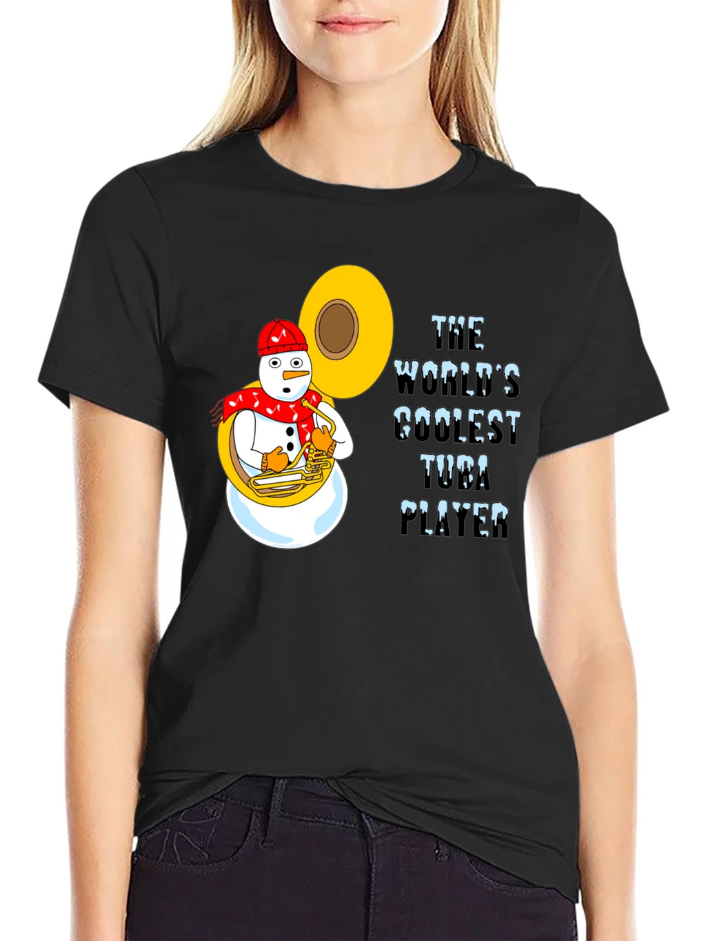 Coolest Tuba Player Snowman Graphic Tee product image 2