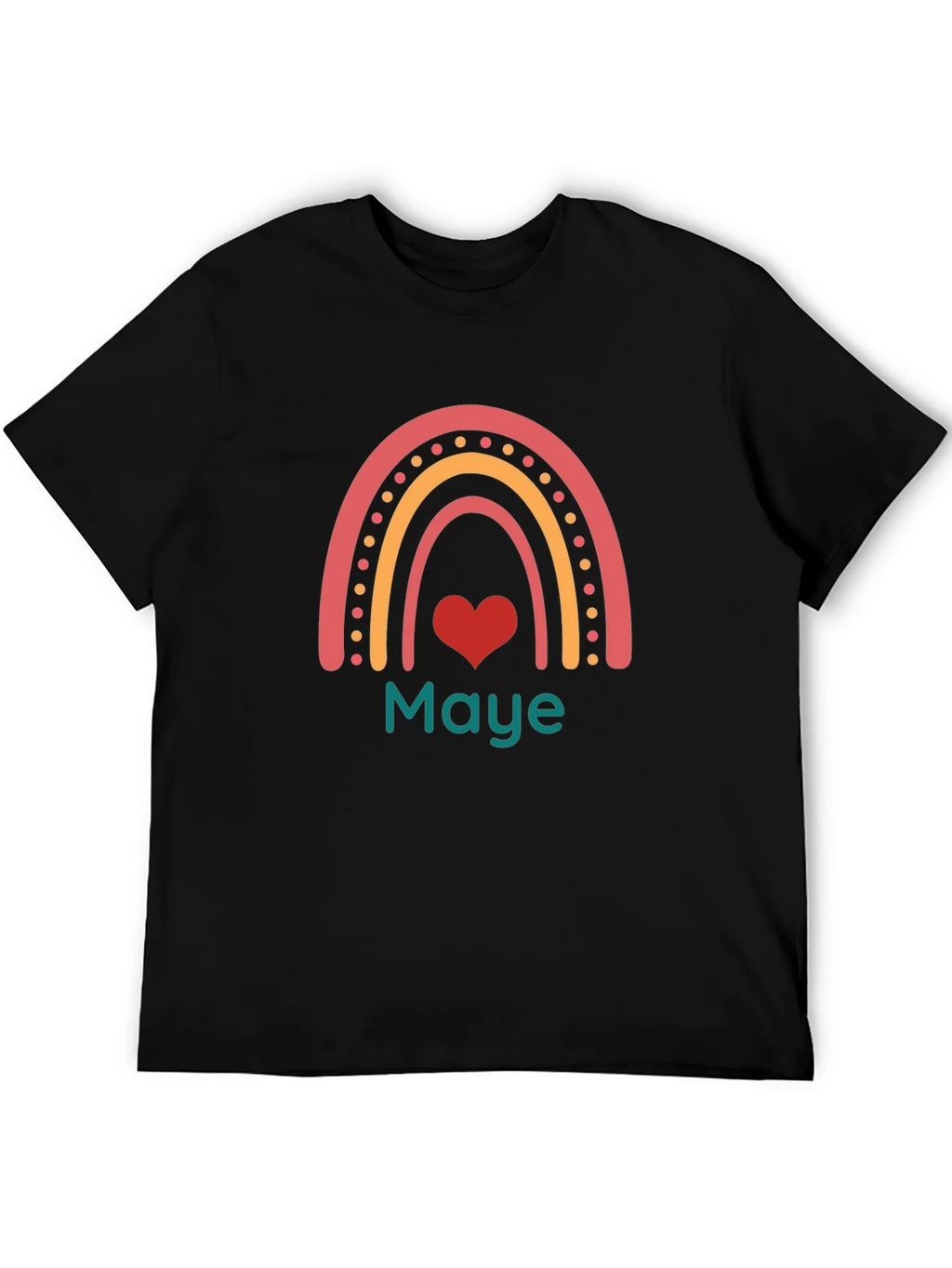 Maye Rainbow Heart Graphic Tee - Black Casual T-Shirt product image 4