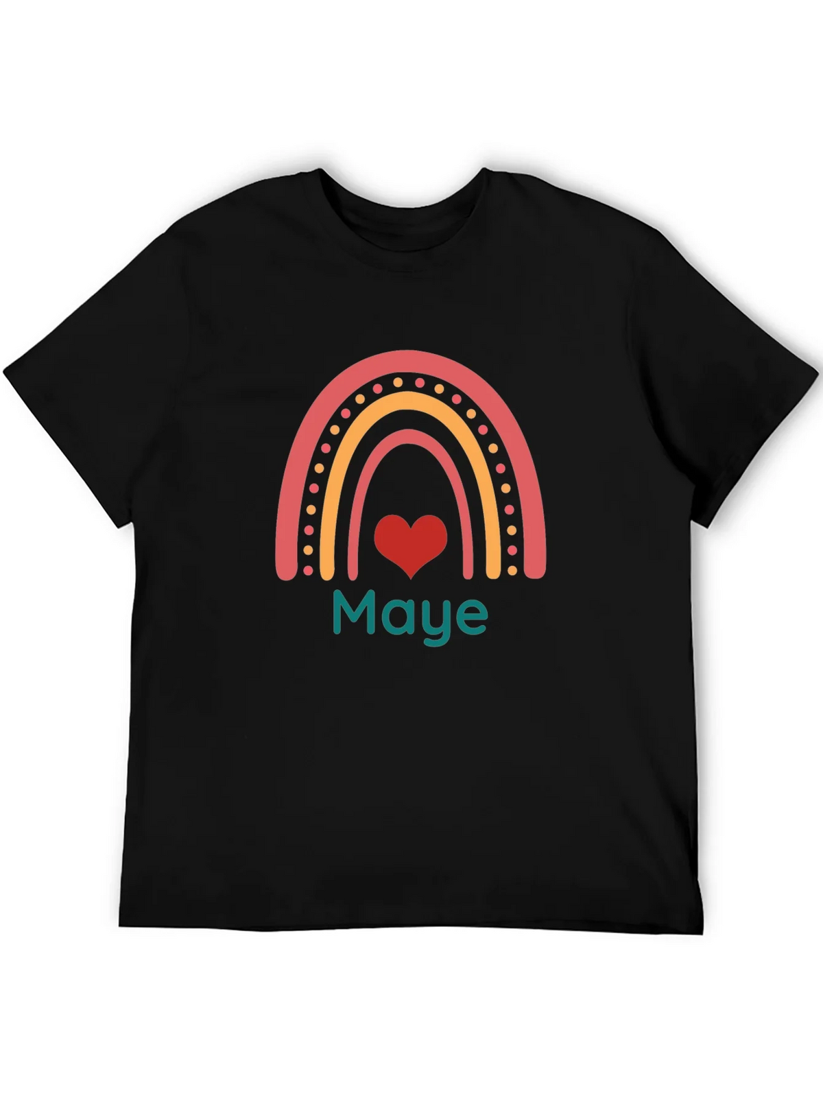 Maye Rainbow Heart Graphic Tee - Black Casual T-Shirt product image 4