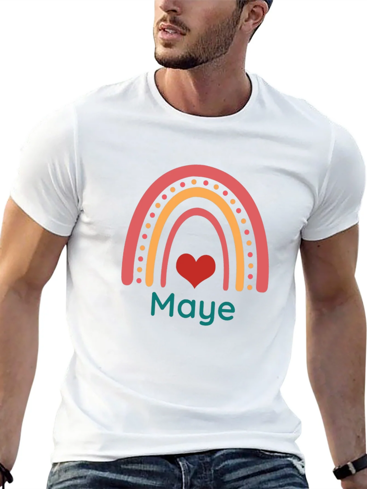 Maye Rainbow Heart Graphic Tee - Black Casual T-Shirt product image 8
