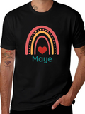 Maye Rainbow Heart Graphic Tee - Black Casual T-Shirt product image 1