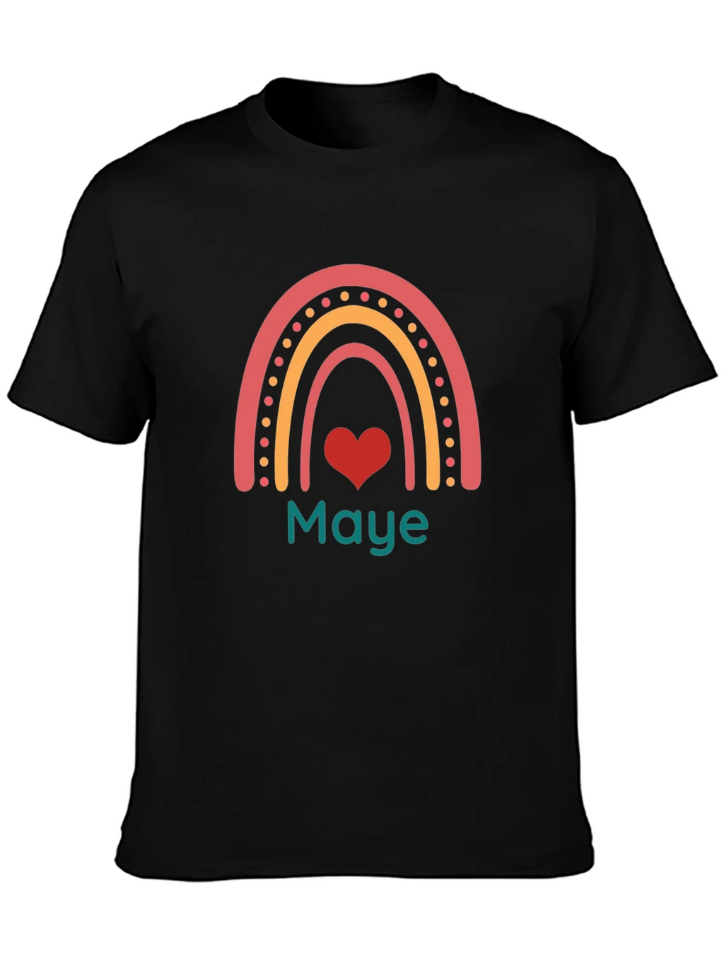 Maye Rainbow Heart Graphic Tee - Black Casual T-Shirt product image 3