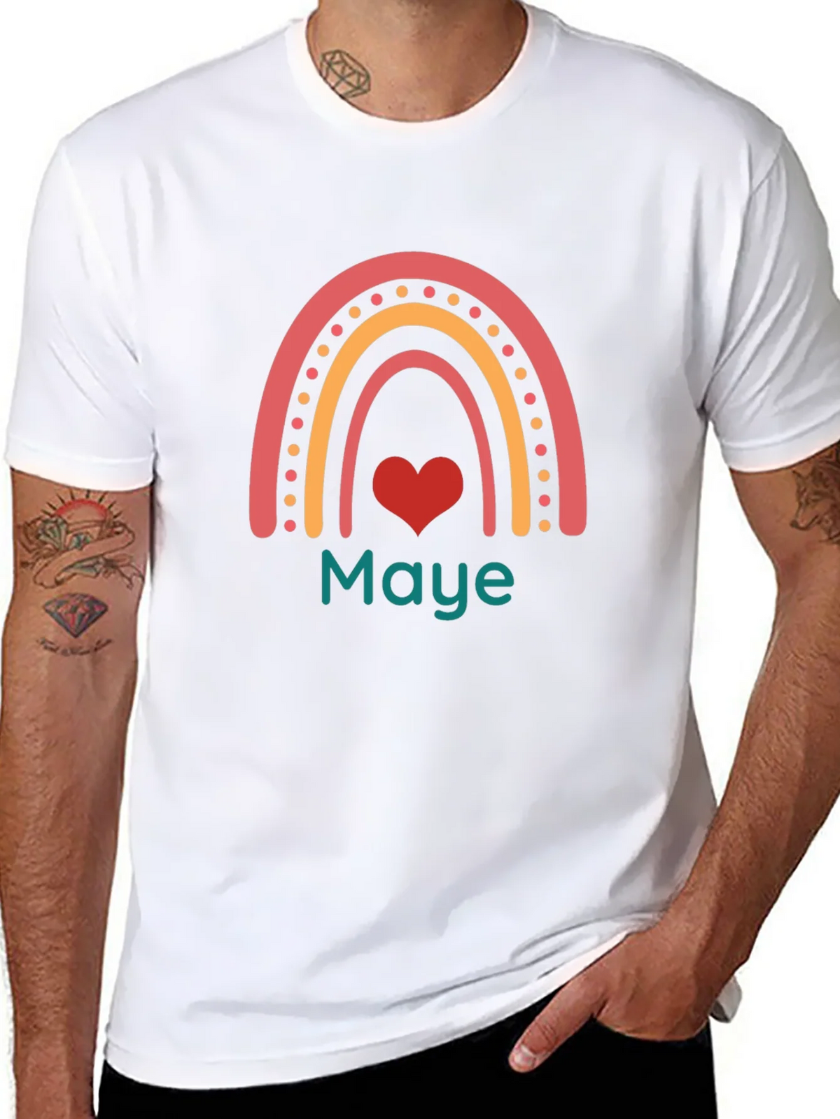Maye Rainbow Heart Graphic Tee - Black Casual T-Shirt product image 6