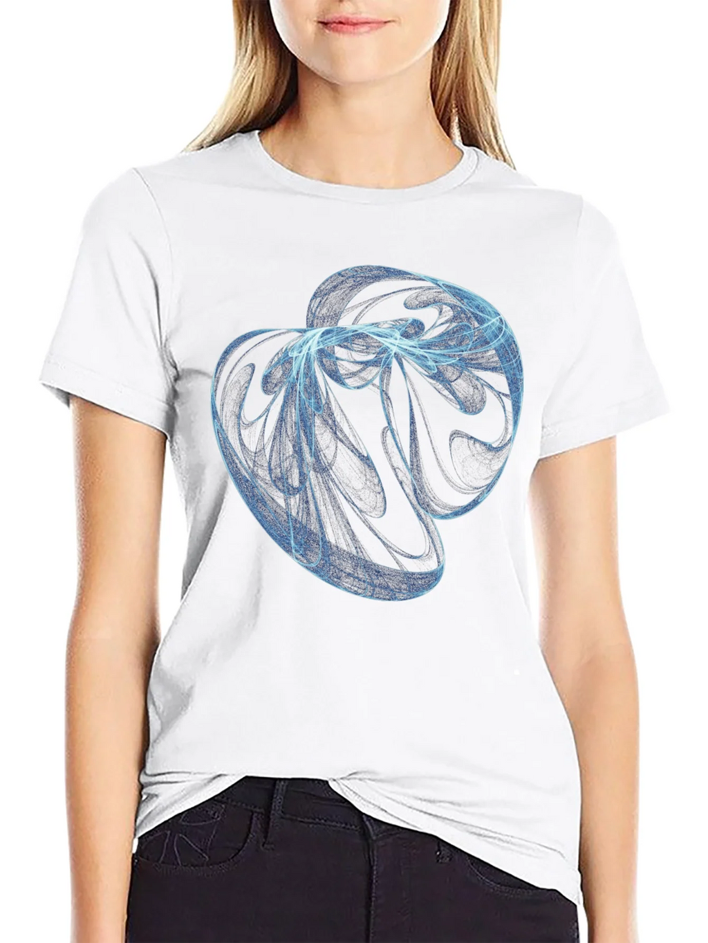 Abstract Blue Swirl Graphic Black T-Shirt product image 6