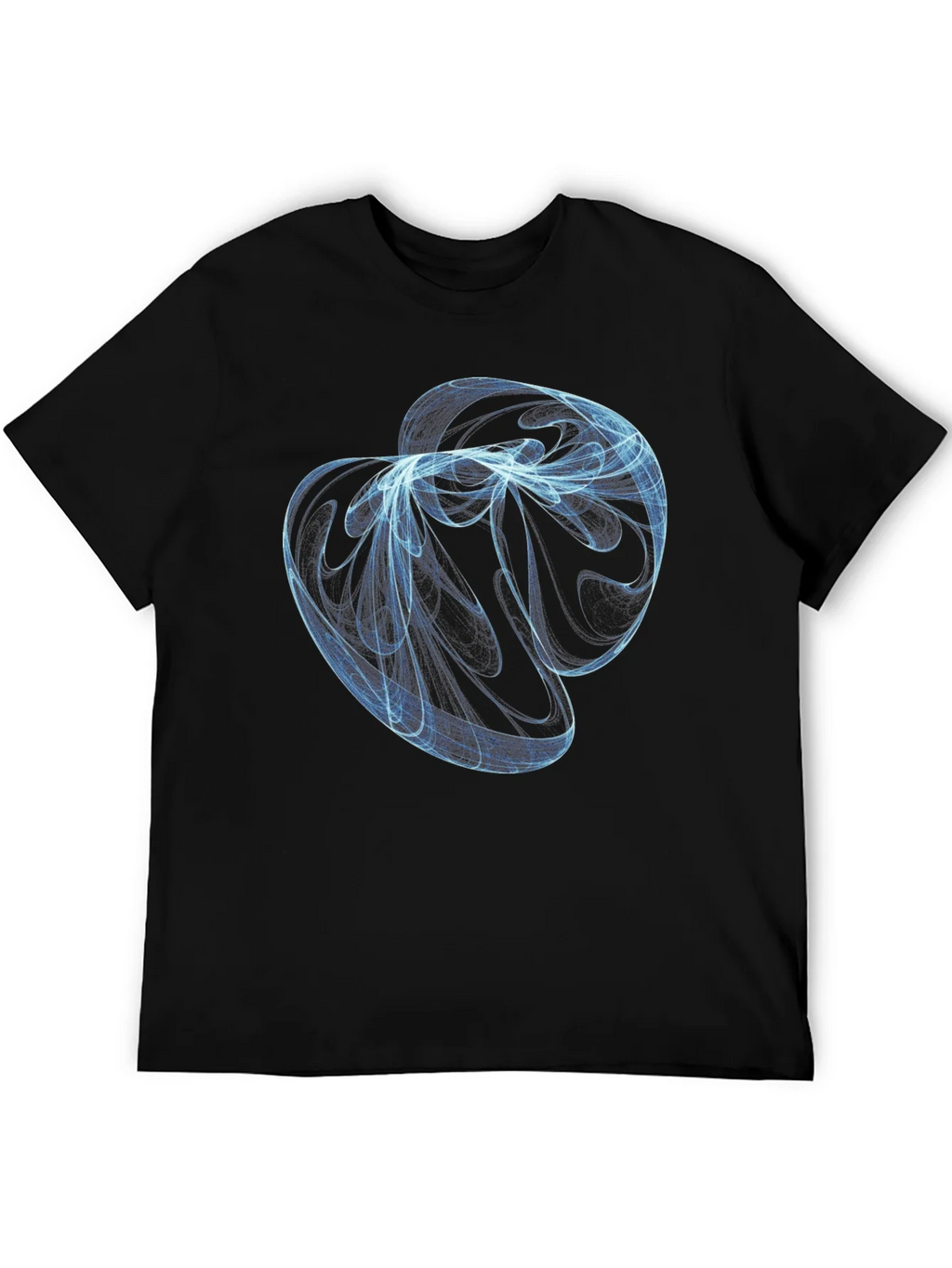 Abstract Blue Swirl Graphic Black T-Shirt product image 3