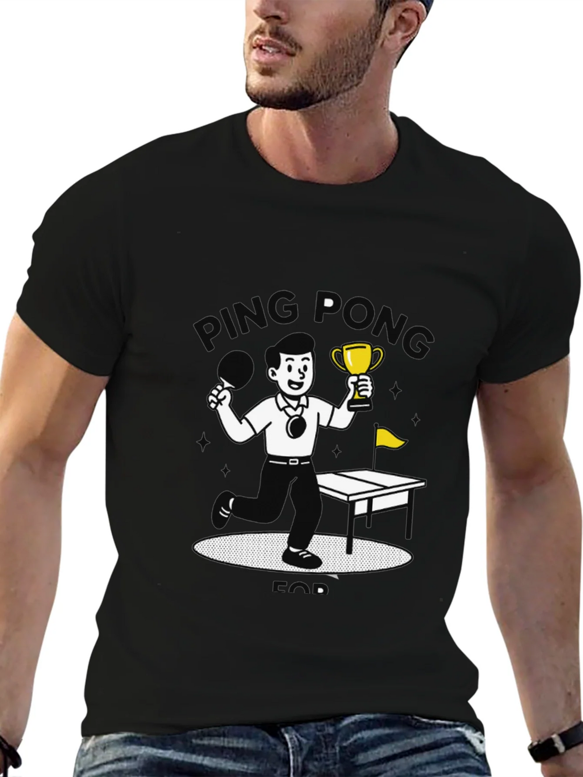 Ping Pong Champ Black Graphic T-Shirt product image 6