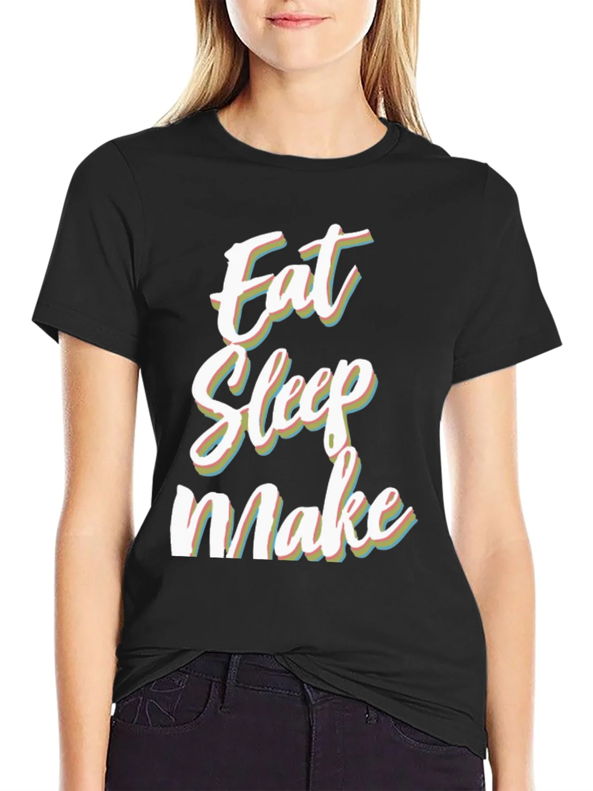 Eat Sleep Make Black Graphic Tee product image 2