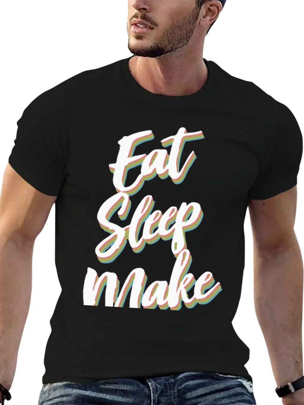 Eat Sleep Make Black Graphic Tee product image 5