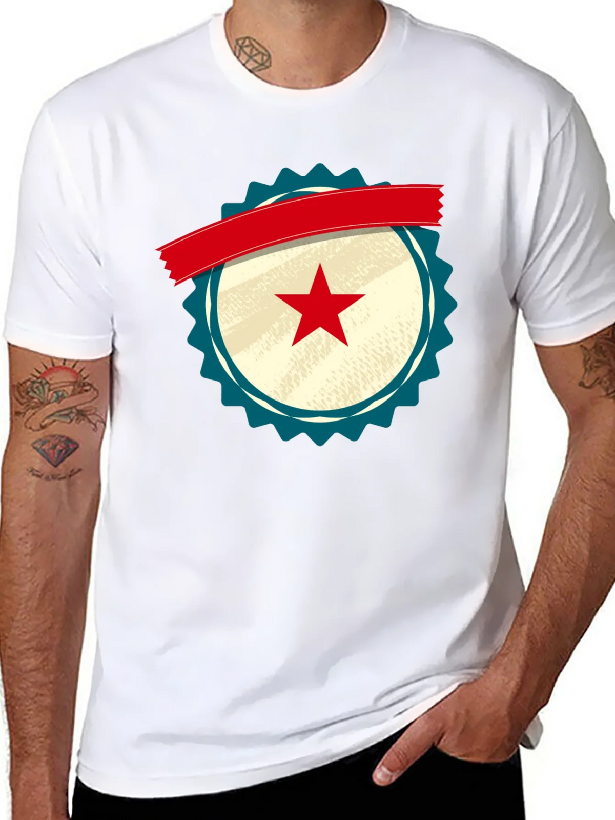Retro Star Emblem Black T-Shirt product image 5