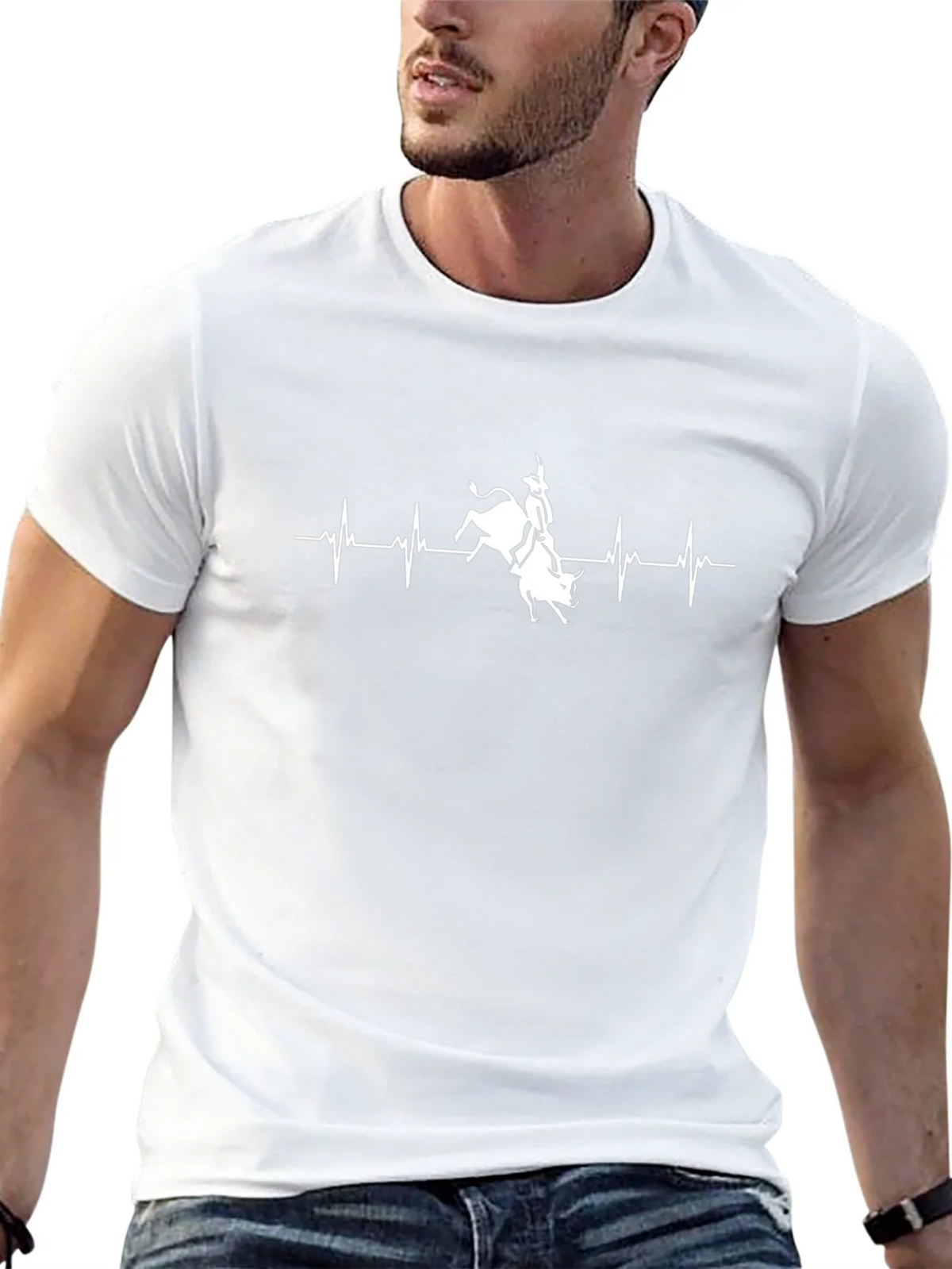Bull Rider Heartbeat Graphic Tee - Black product image 10