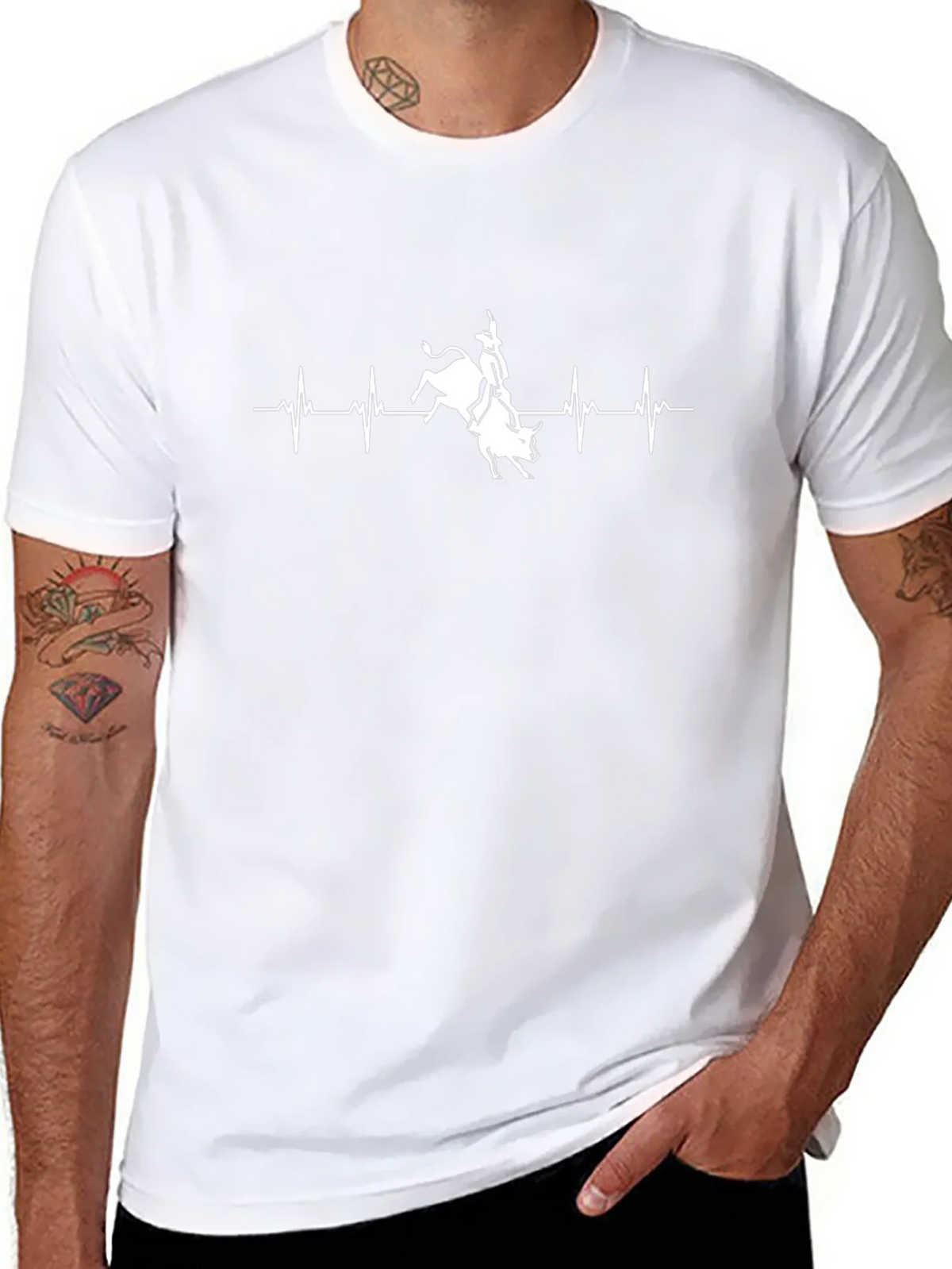 Bull Rider Heartbeat Graphic Tee - Black product image 5