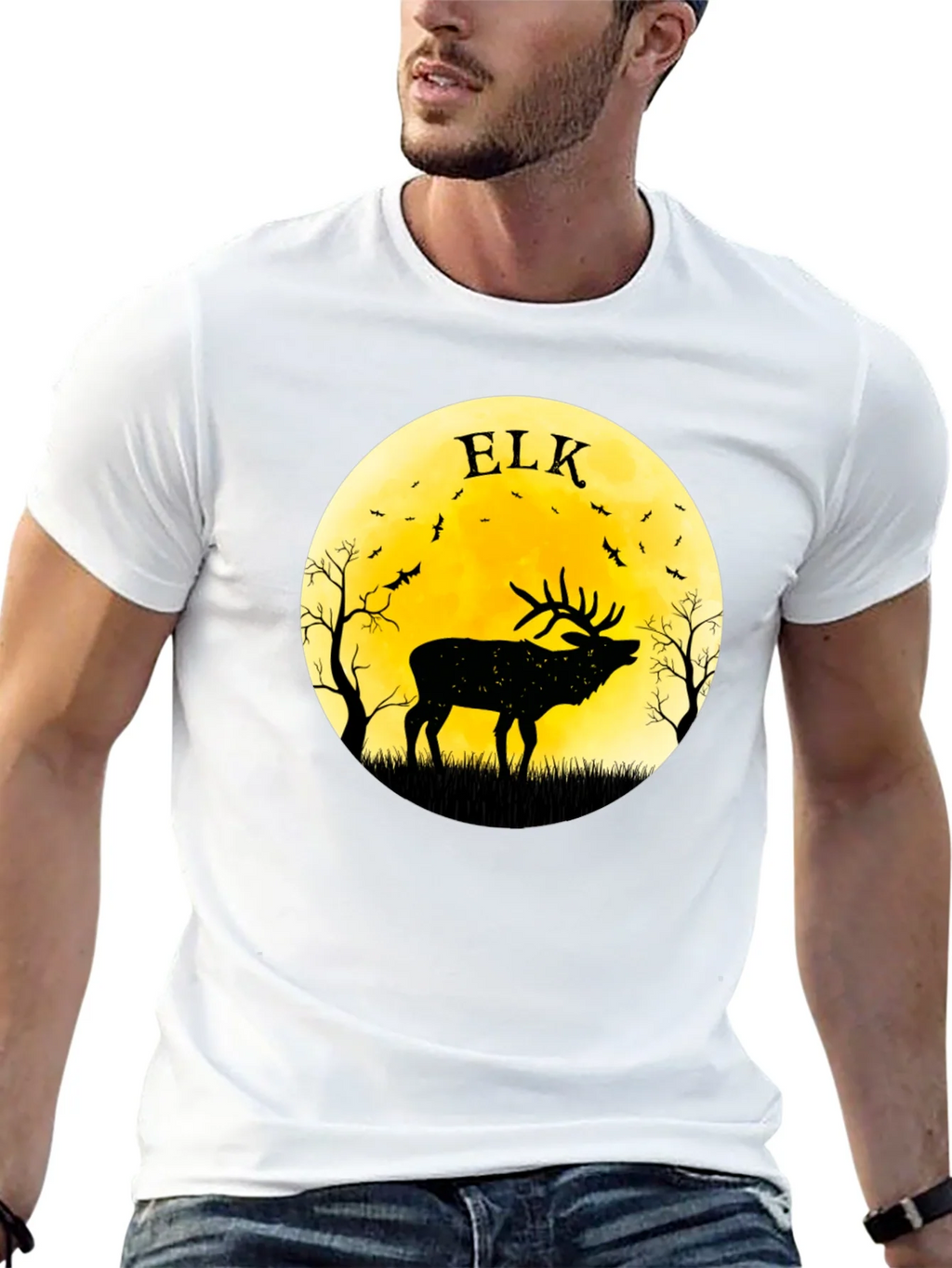 Elk Silhouette Moon Graphic Tee - Black product image 9