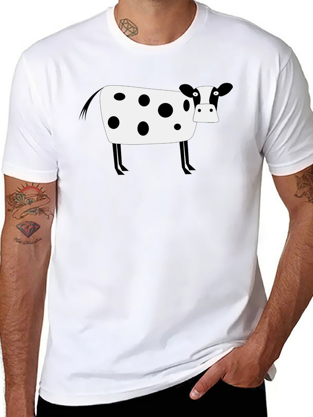 Cow Print Black T-Shirt - Graphic Tee product image 6