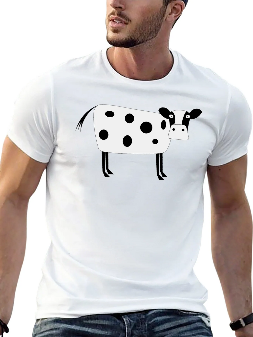 Cow Print Black T-Shirt - Graphic Tee product image 11