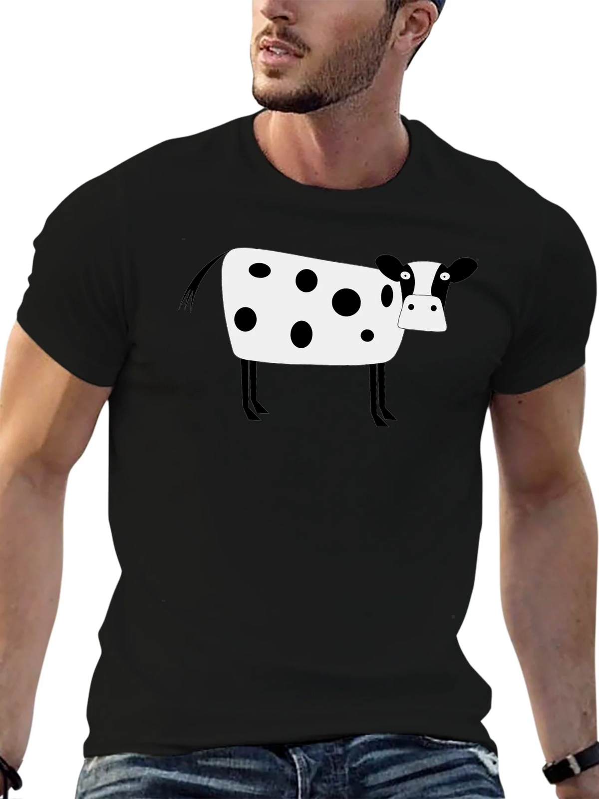 Cow Print Black T-Shirt - Graphic Tee product image 5