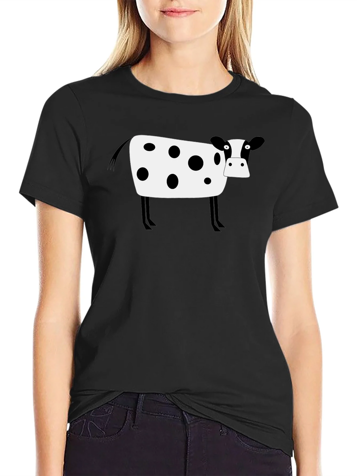 Cow Print Black T-Shirt - Graphic Tee product image 1