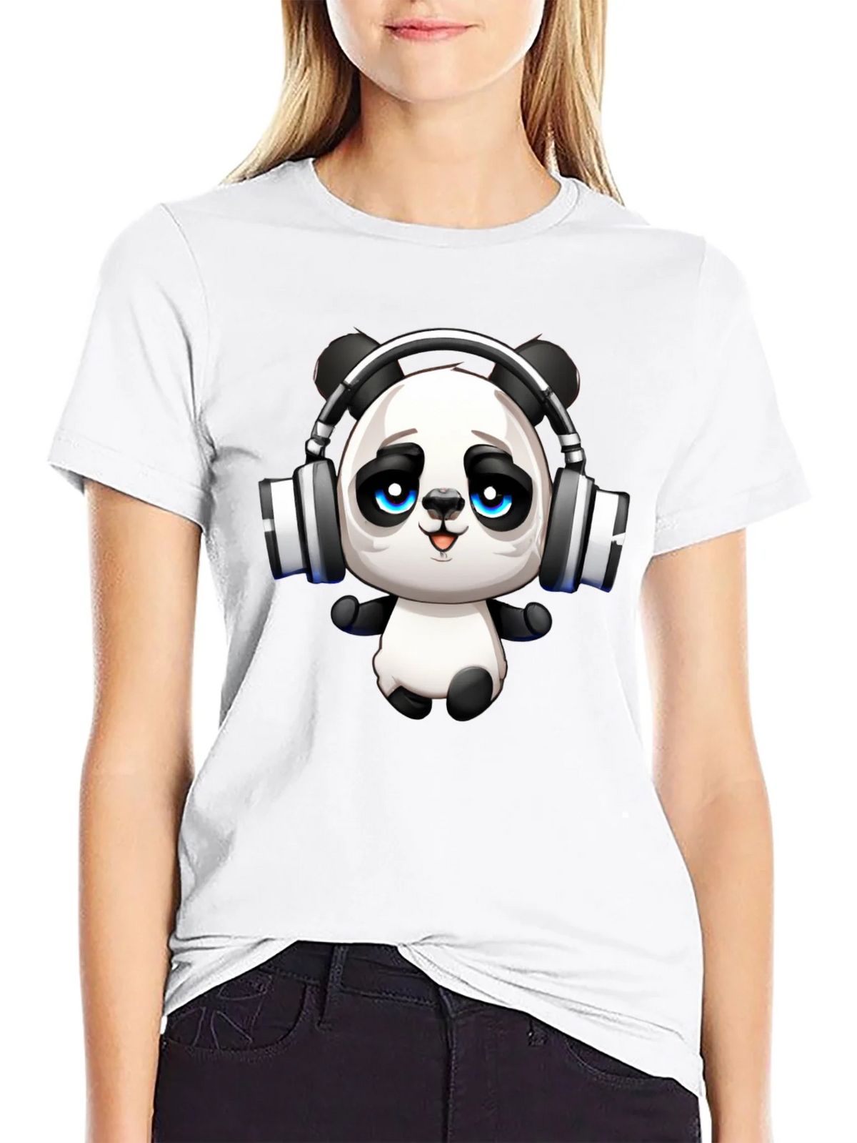 Cool Panda with Headphones Graphic T-Shirt product image 7