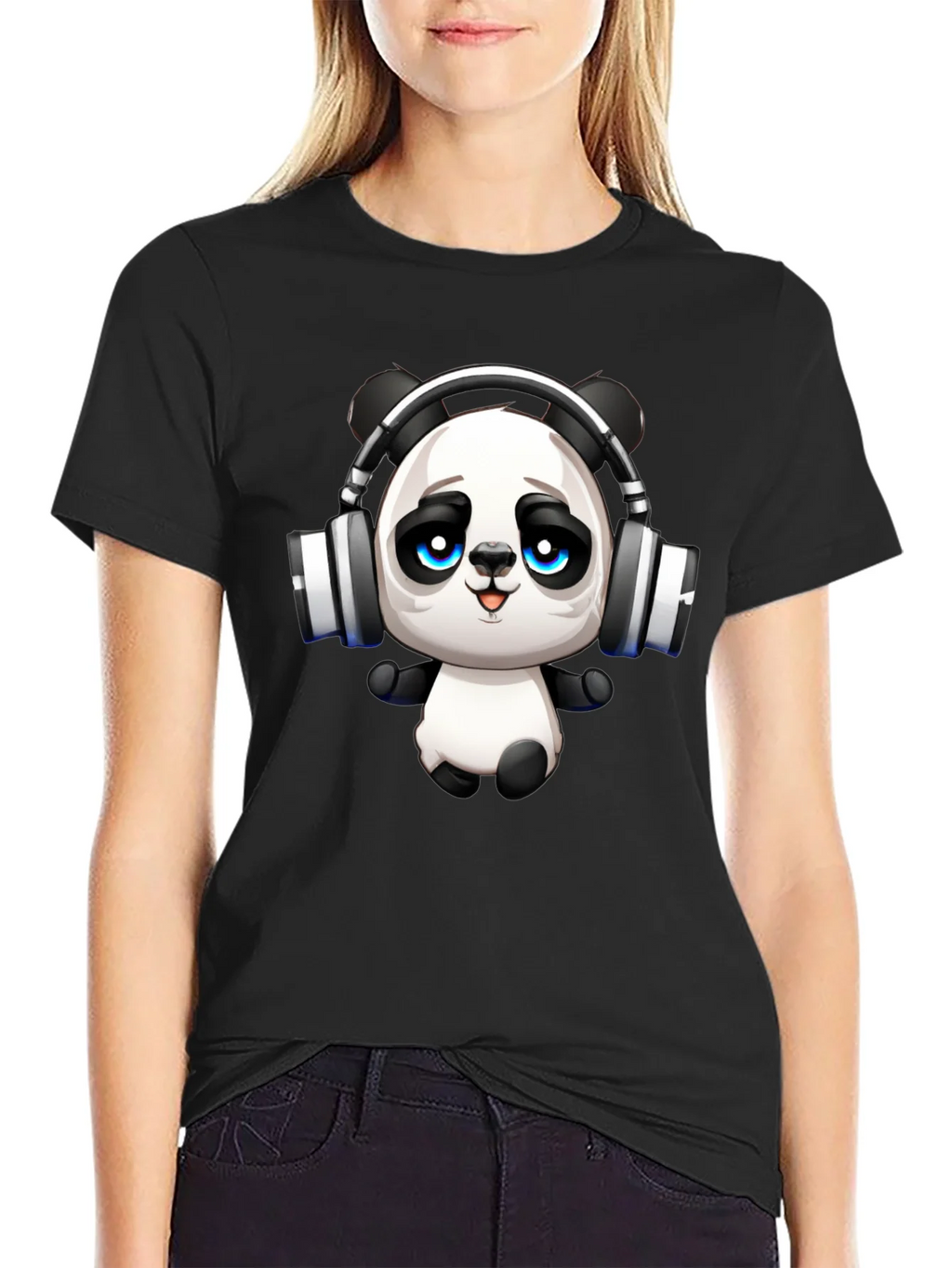 Cool Panda with Headphones Graphic T-Shirt product image 2