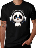 Cool Panda with Headphones Graphic T-Shirt product image 1