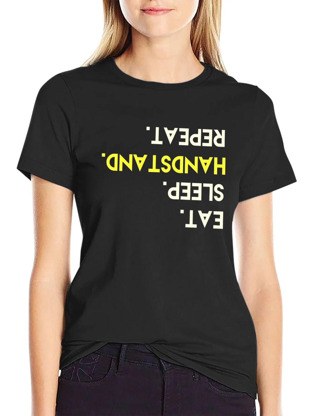 Eat Sleep Handstand Repeat Black Graphic Tee product image 1