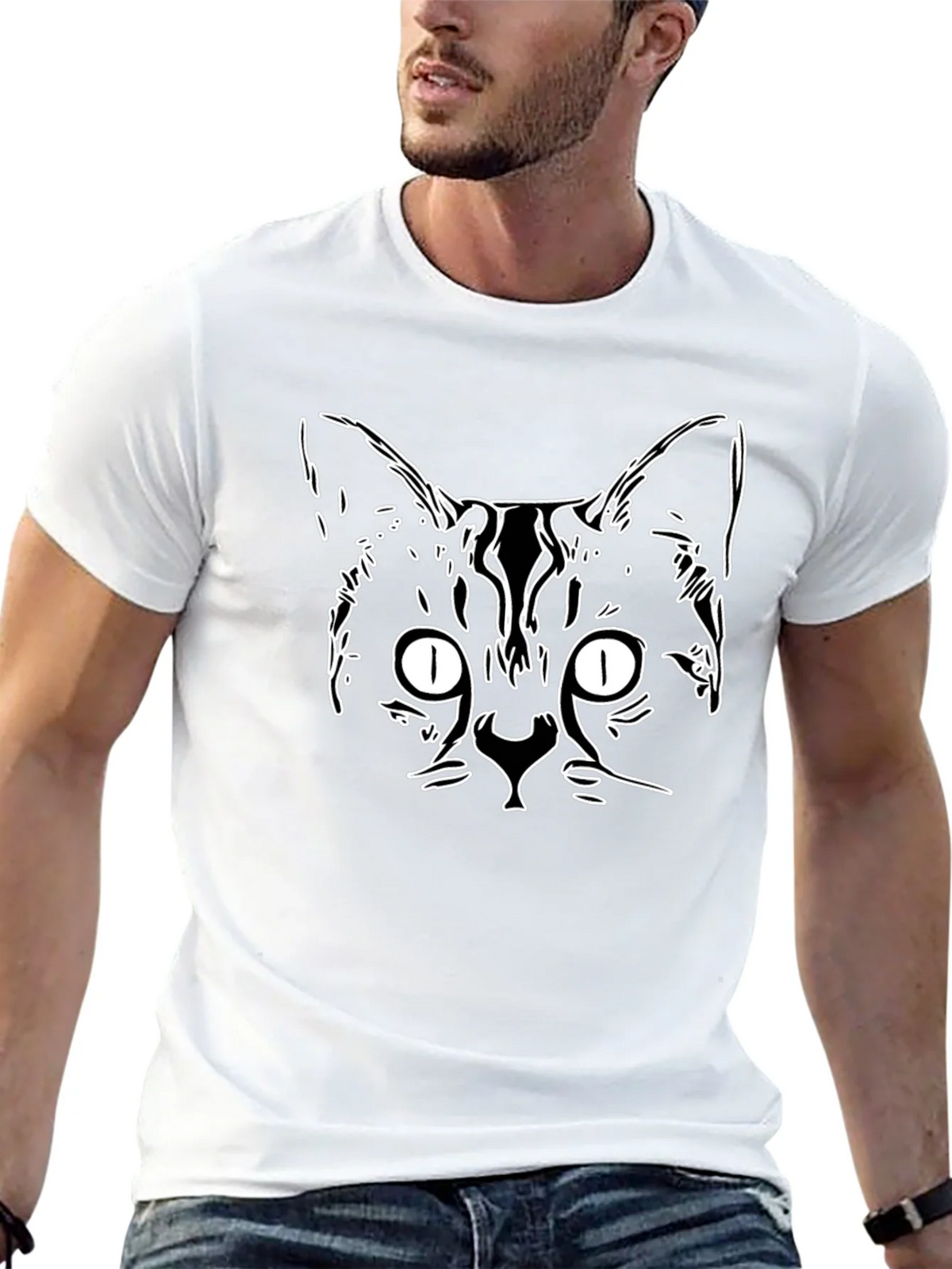 Cool Cat Outline Graphic Tee - Black product image 11