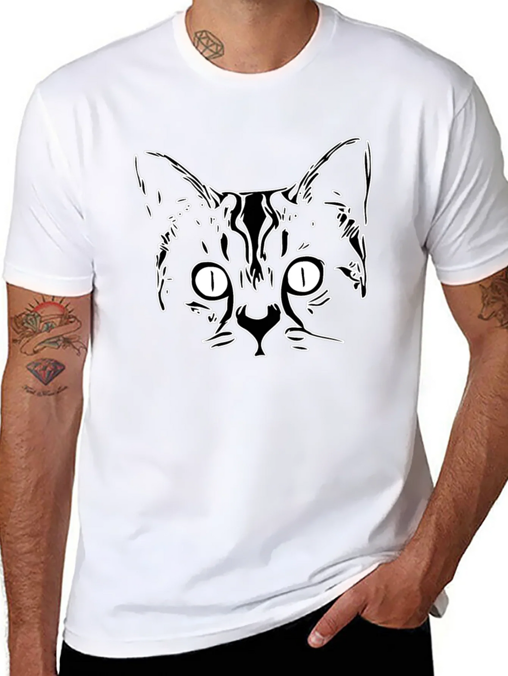 Cool Cat Outline Graphic Tee - Black product image 6