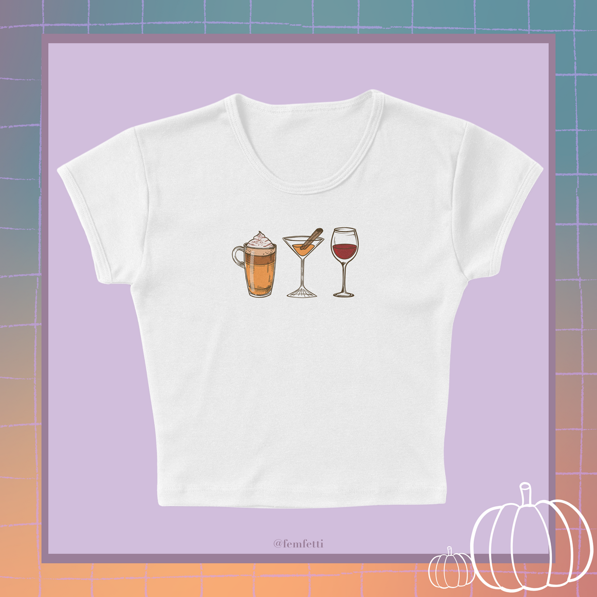 Fall Drinks Lineup Micro Rib Baby Tee product image 1