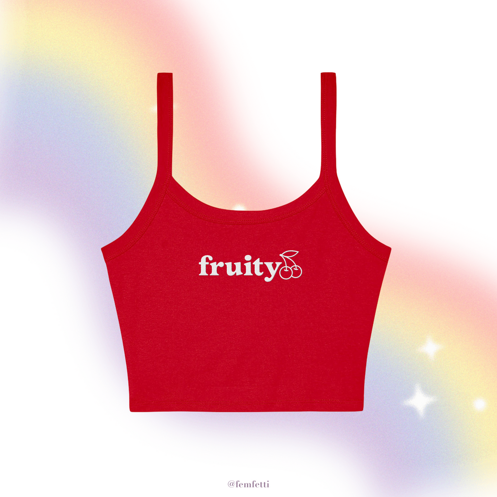 Sweet Cherry Fruity Embroidered Micro Rib Spaghetti Strap product image 1