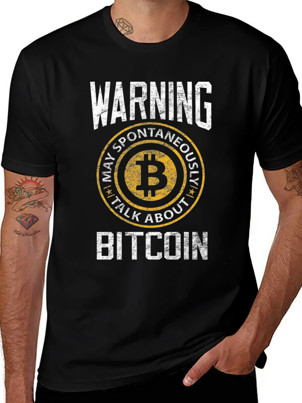 Bitcoin Warning T-Shirt - May Spontaneously Talk About product image 1