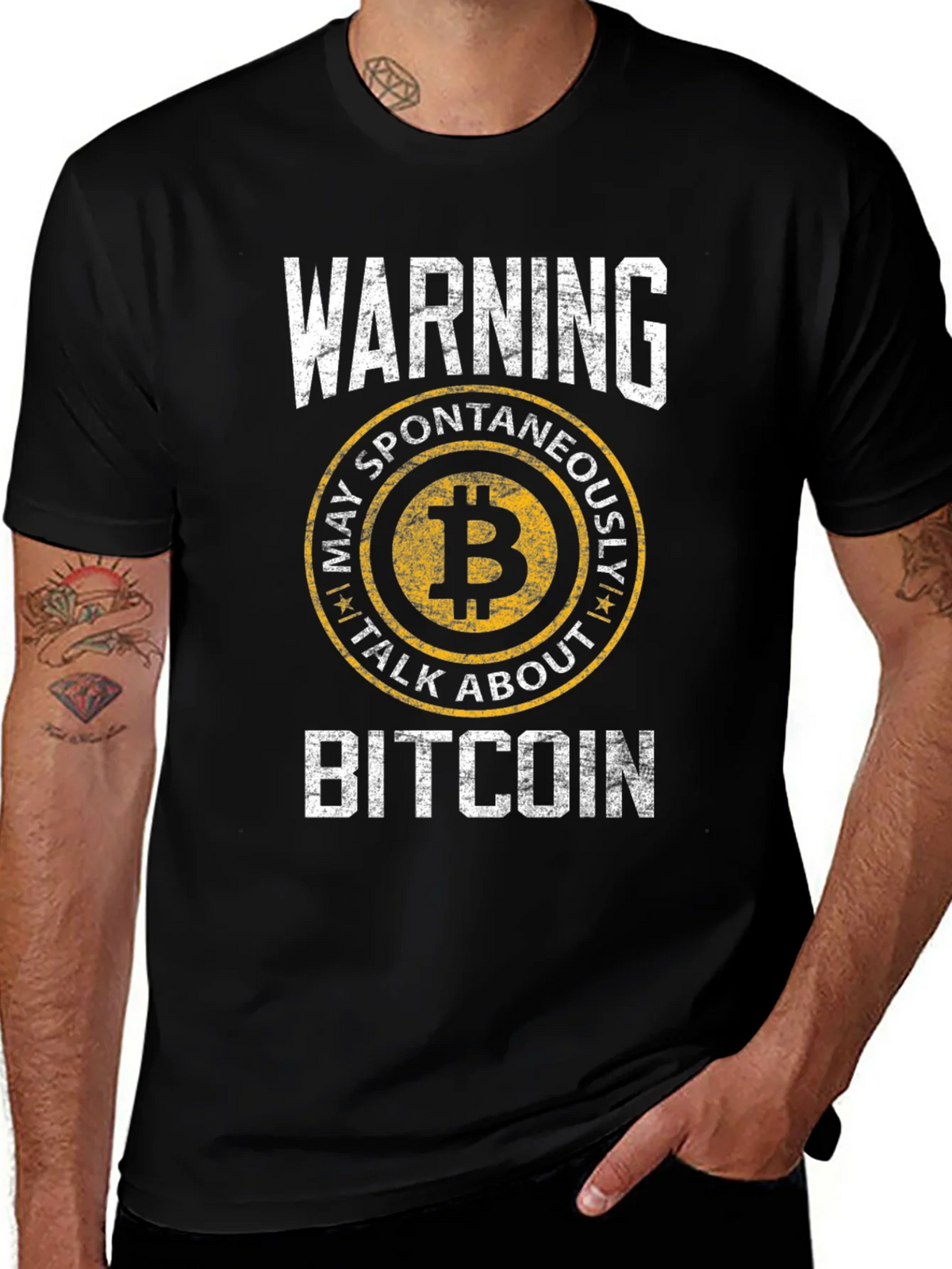 Bitcoin Warning T-Shirt - May Spontaneously Talk About product image 1