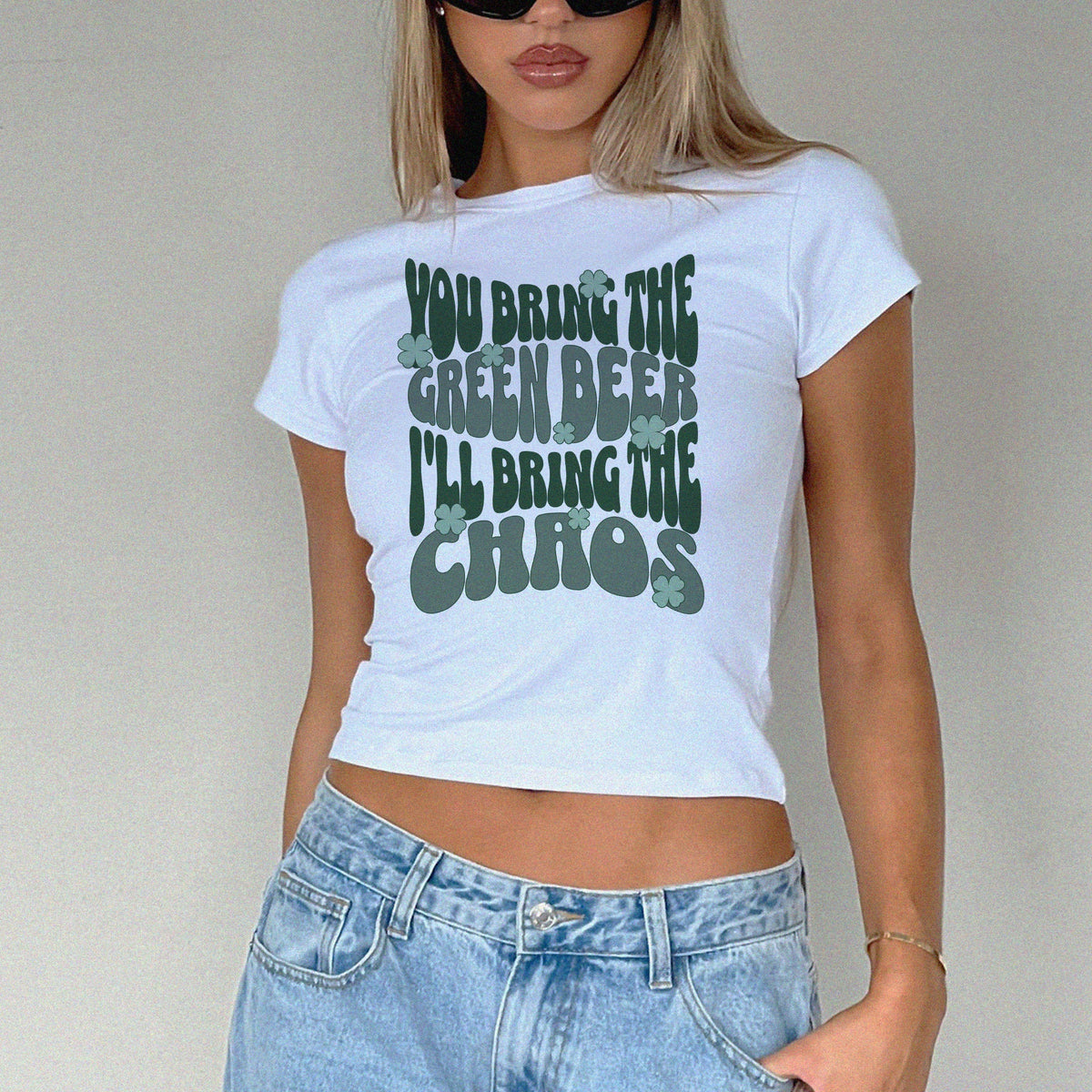 Green Beer Chaos Micro Rib Baby Tee product image 2