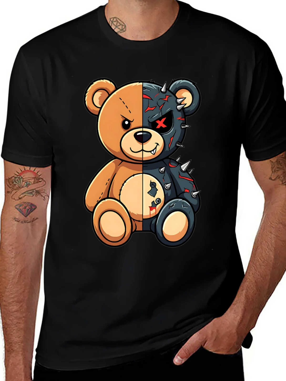 Two-Faced Teddy Bear Graphic T-Shirt product image 1