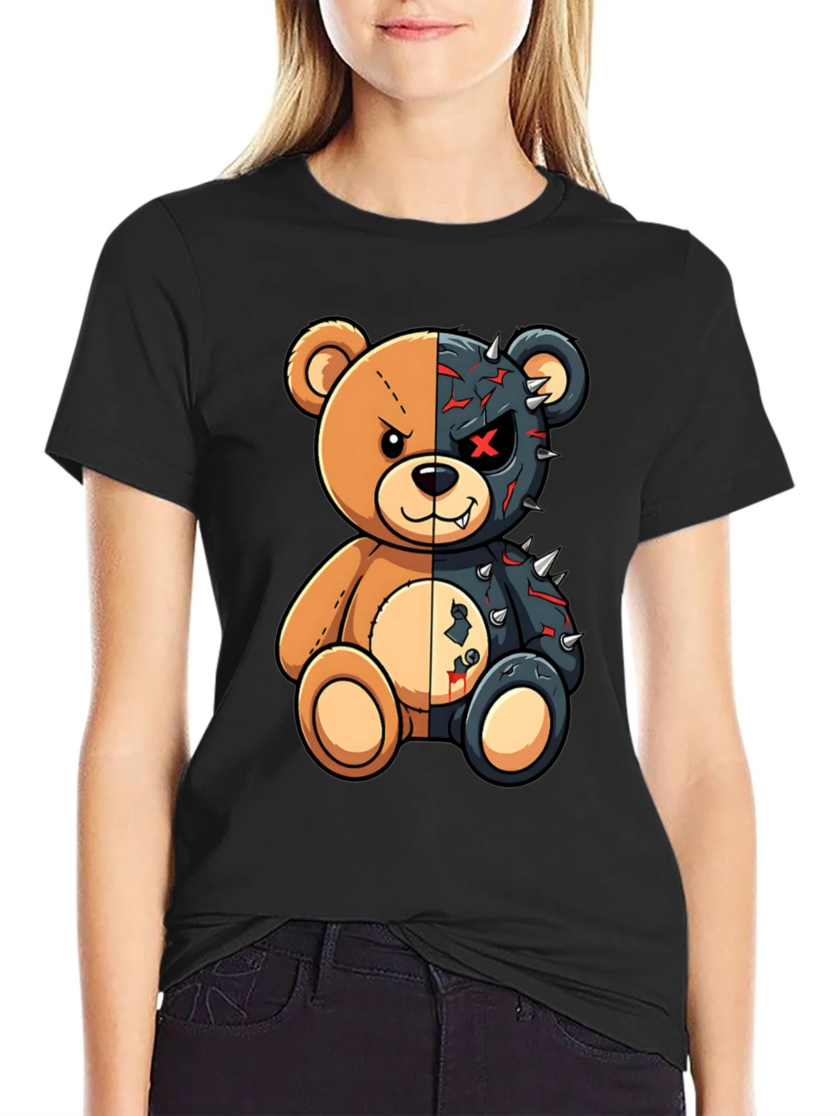 Two-Faced Teddy Bear Graphic T-Shirt product image 2