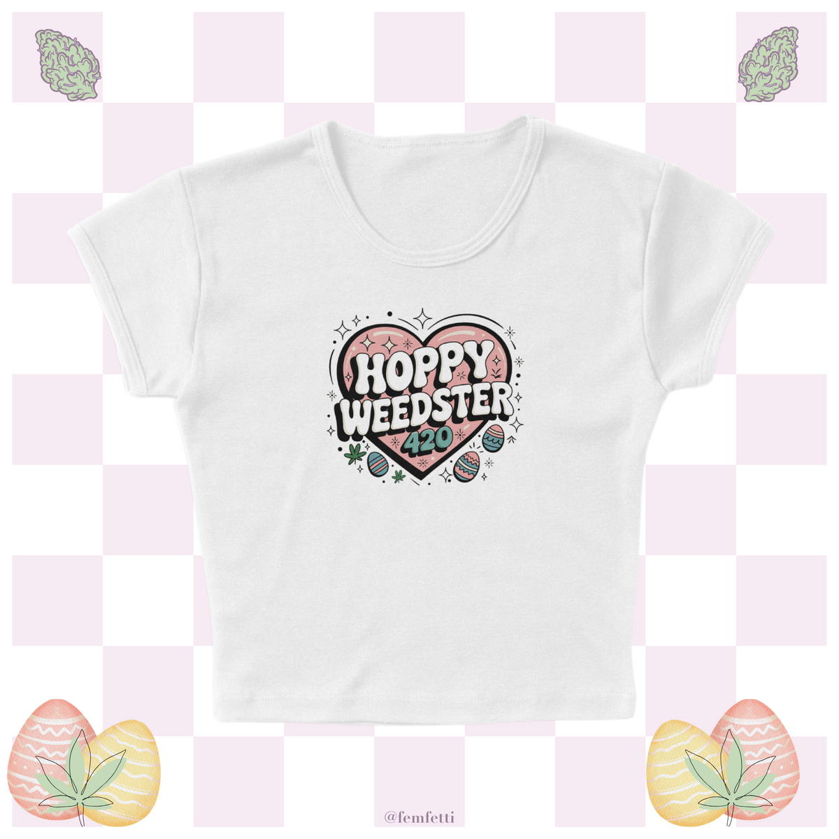 420 Weedster Heart Micro Rib Baby Tee product image 1