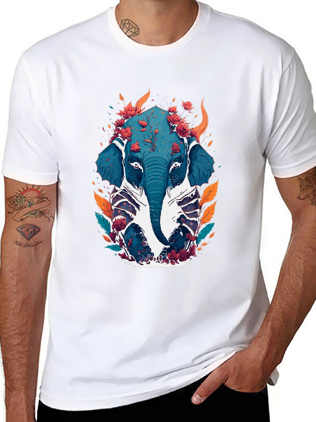Floral Elephant Graphic Tee - Black Cotton Blend product image 7