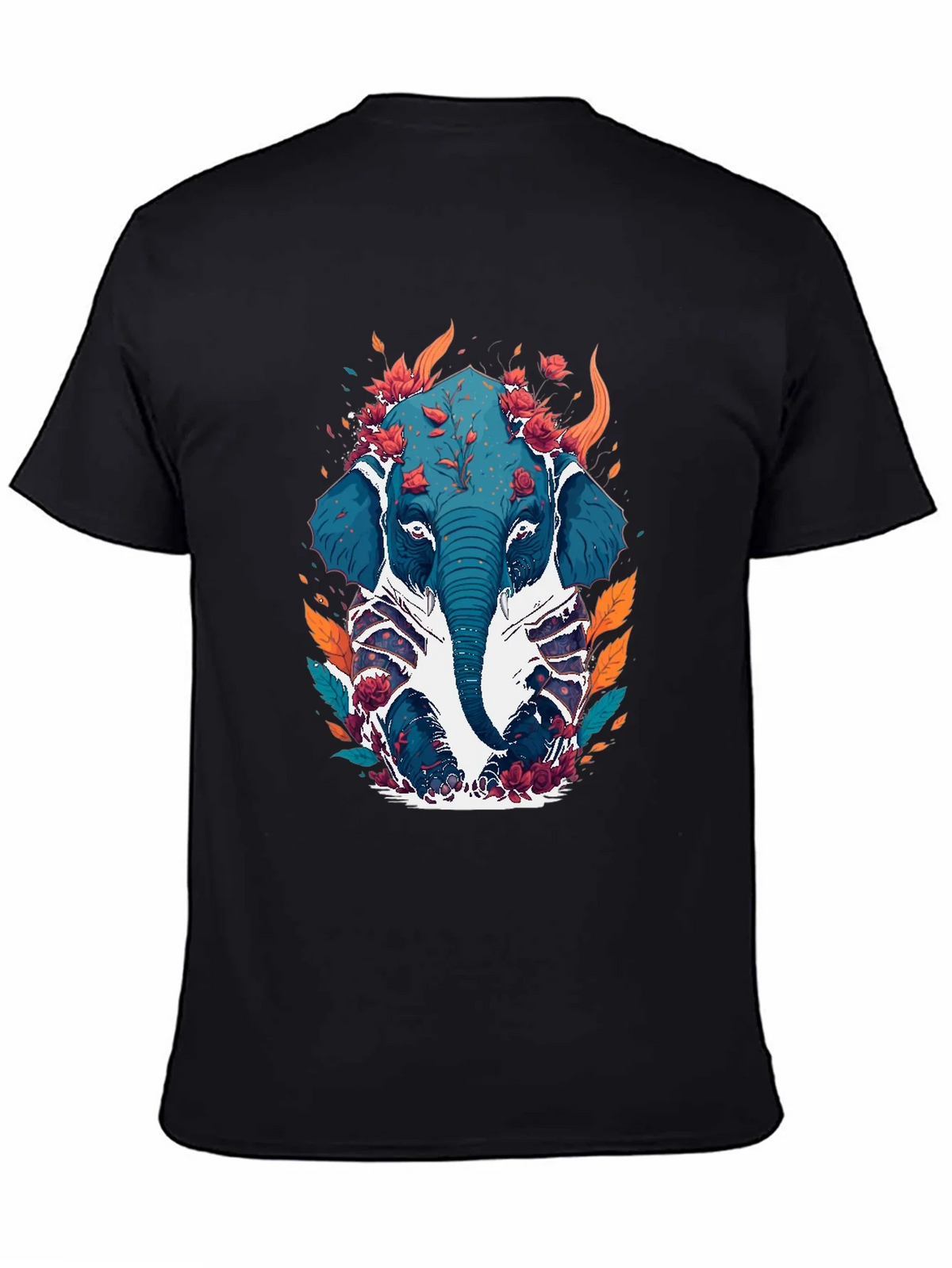 Floral Elephant Graphic Tee - Black Cotton Blend product image 4
