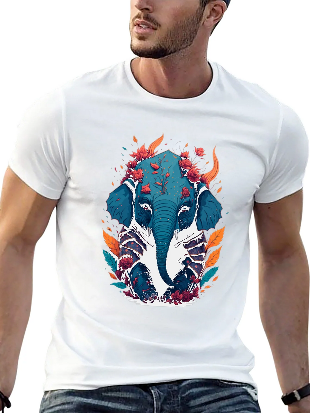 Floral Elephant Graphic Tee - Black Cotton Blend product image 12