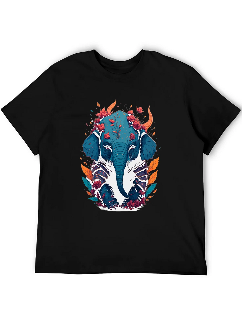 Floral Elephant Graphic Tee - Black Cotton Blend product image 5