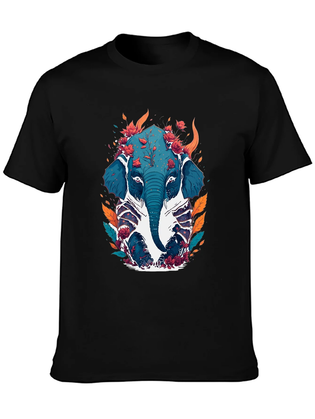 Floral Elephant Graphic Tee - Black Cotton Blend product image 3