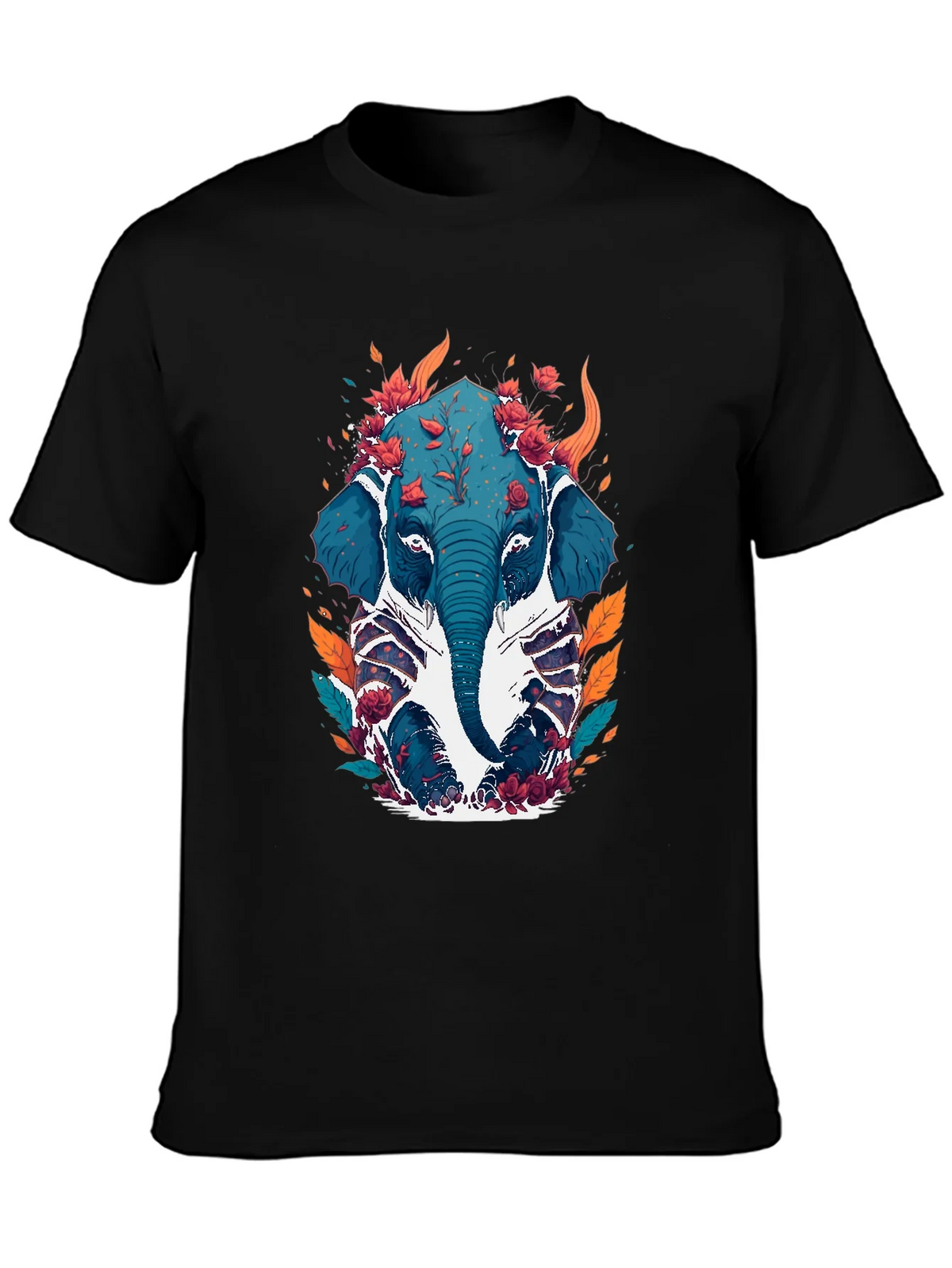 Floral Elephant Graphic Tee - Black Cotton Blend product image 3