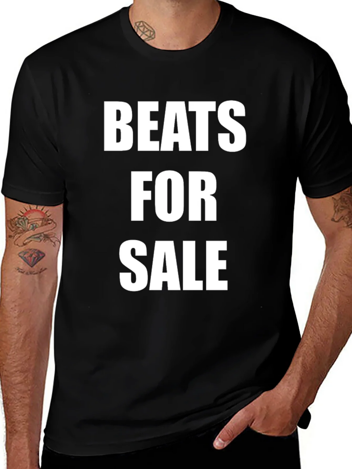 Beats For Sale Black Cotton T-Shirt product image 1
