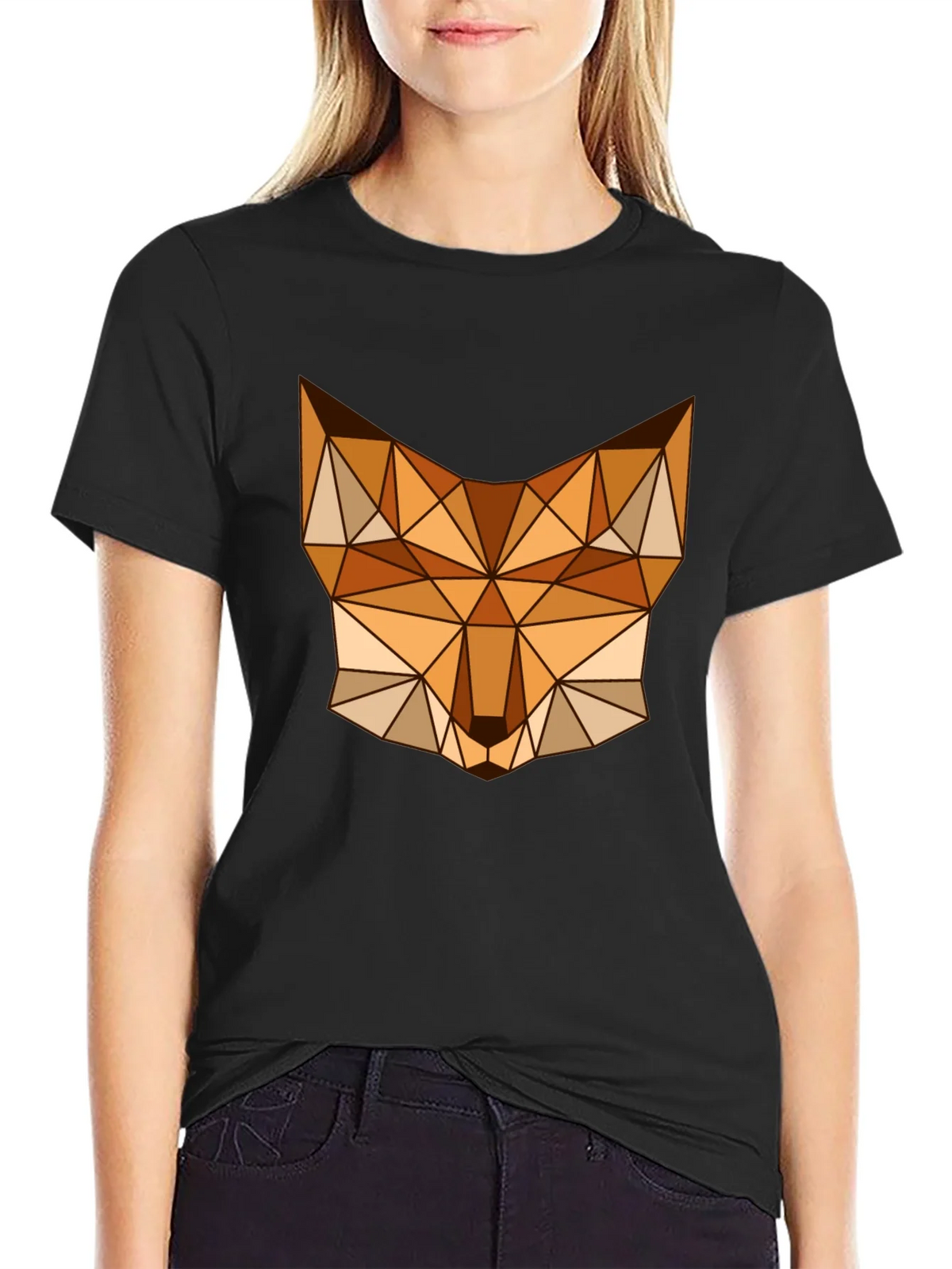 Geometric Fox Graphic Tee - Stylish Mens Black T-Shirt product image 2