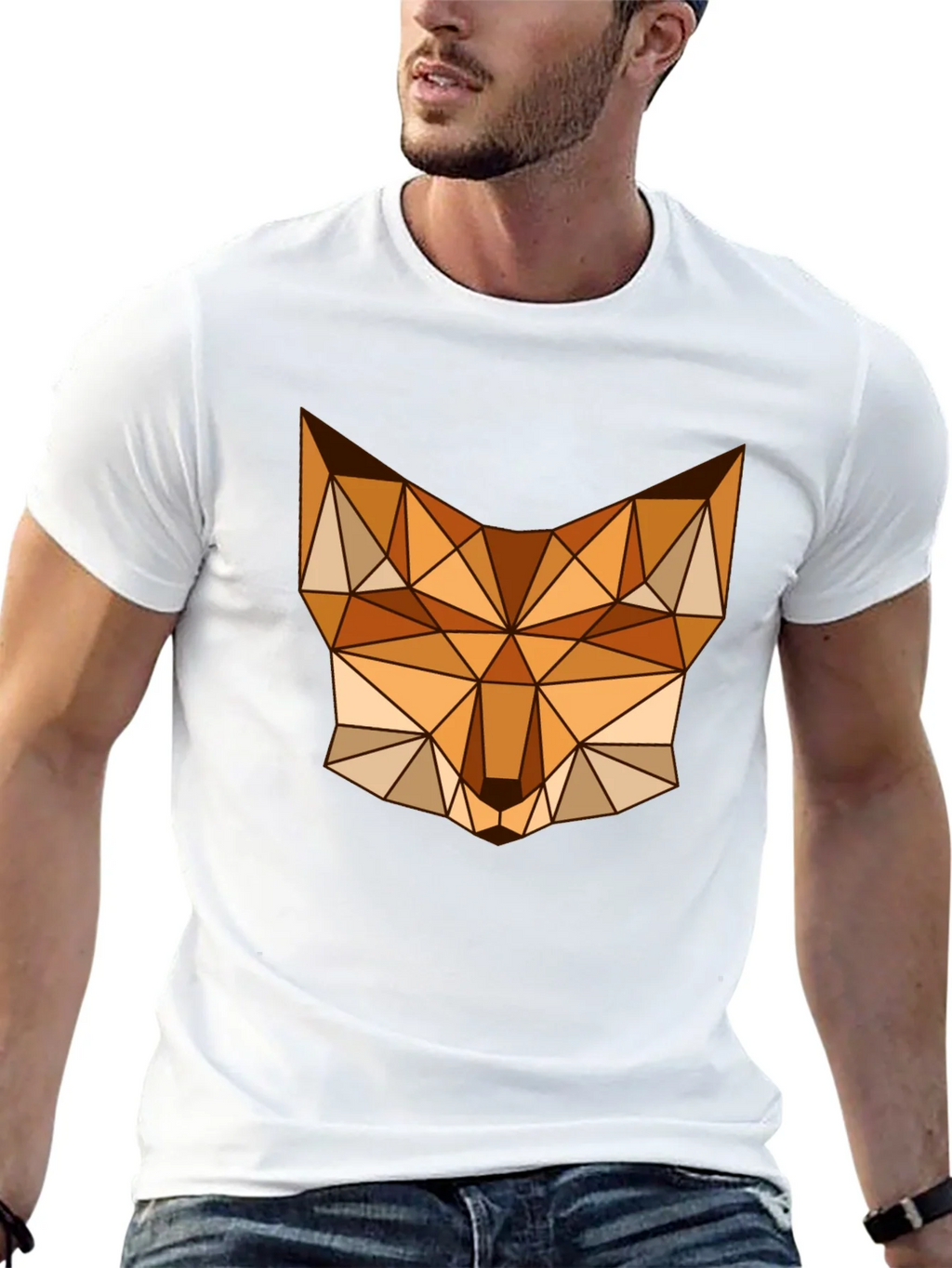 Geometric Fox Graphic Tee - Stylish Mens Black T-Shirt product image 12