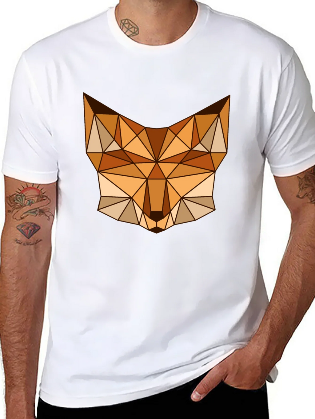 Geometric Fox Graphic Tee - Stylish Mens Black T-Shirt product image 7