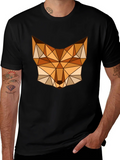 Geometric Fox Graphic Tee - Stylish Mens Black T-Shirt product image 1