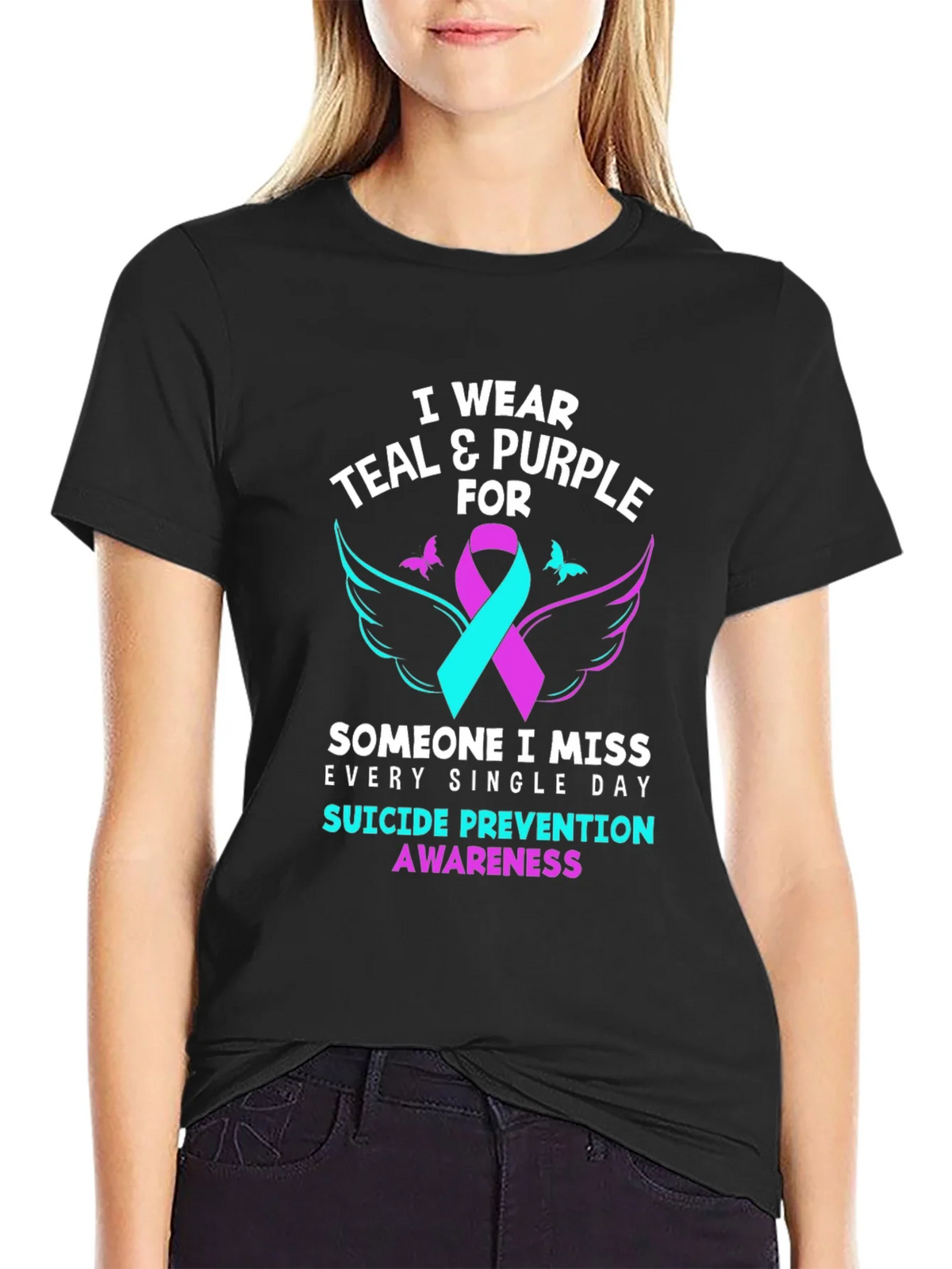 Teal & Purple Suicide Prevention Awareness T-Shirt product image 2