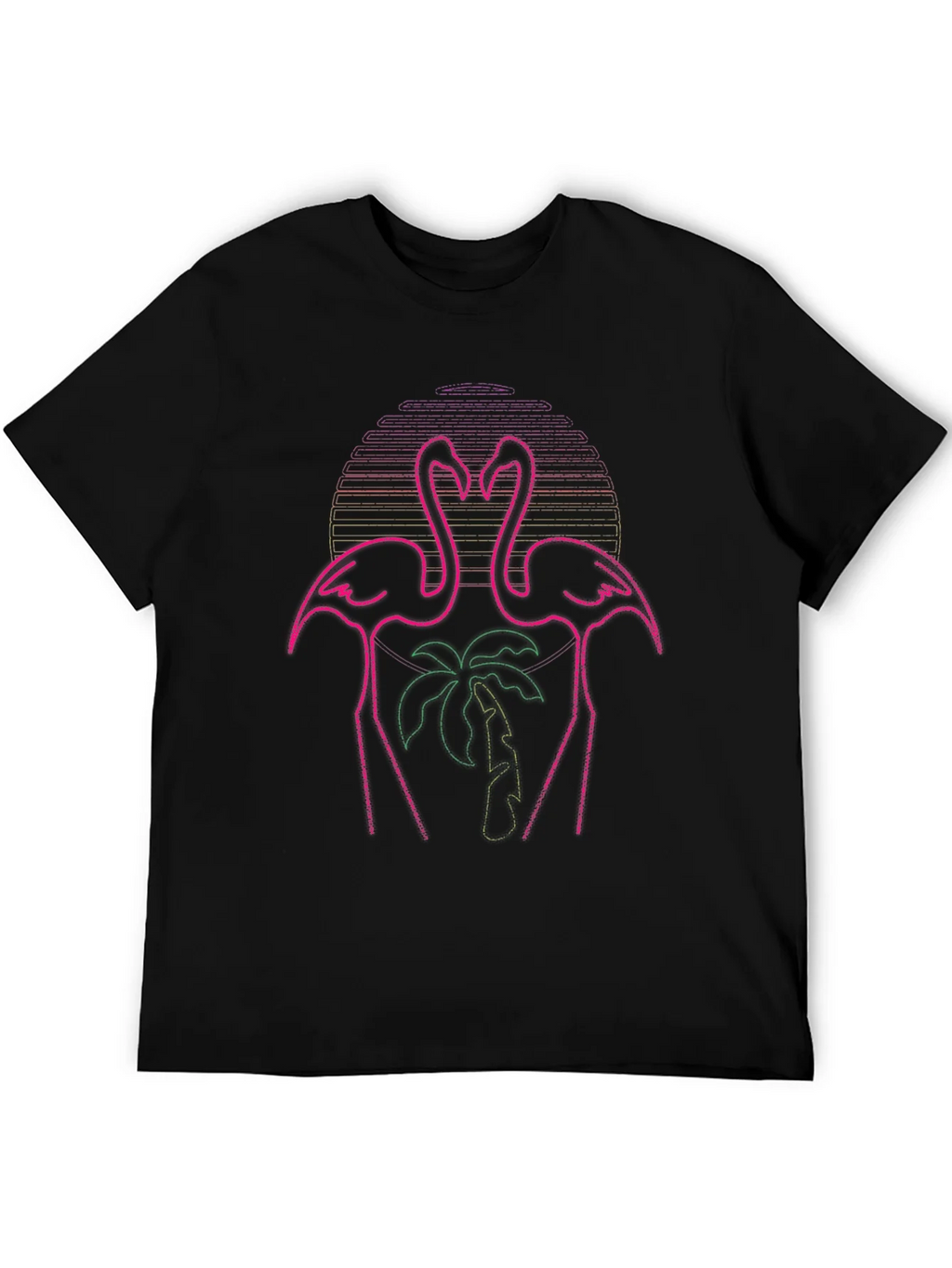 Neon Flamingo Palm Tree Graphic Tee - Black product image 3