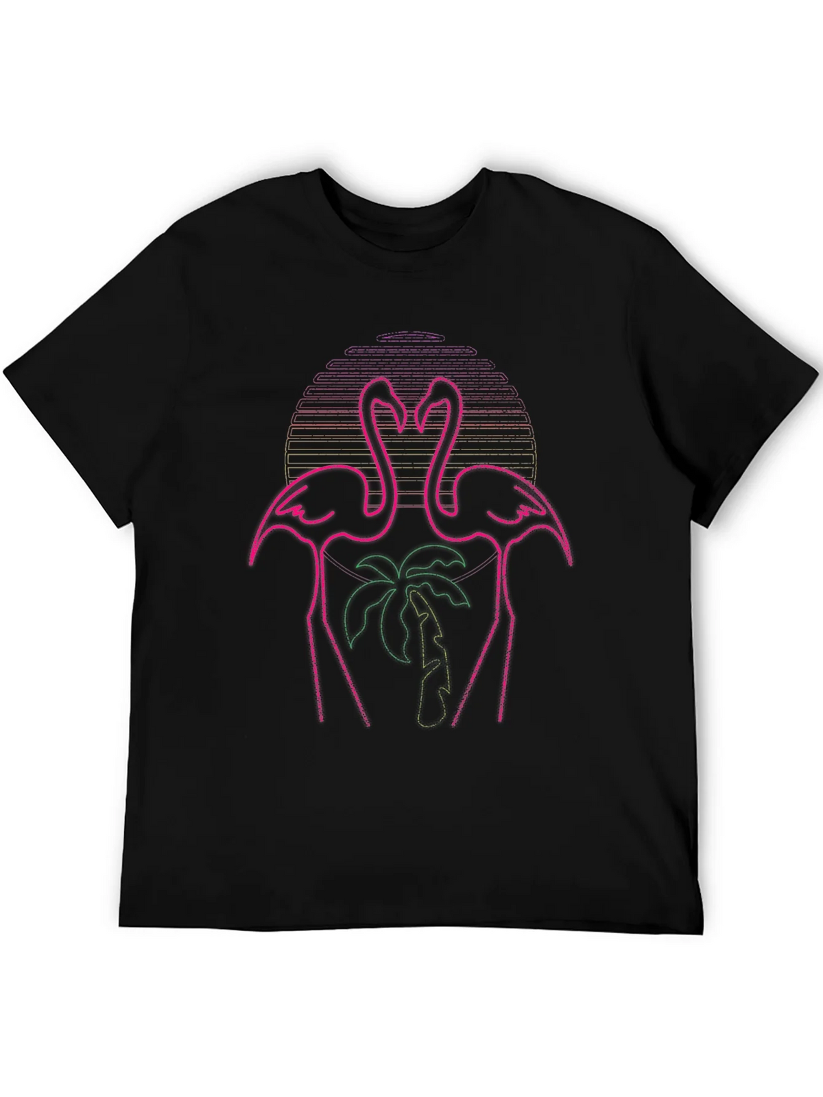 Neon Flamingo Palm Tree Graphic Tee - Black product image 3