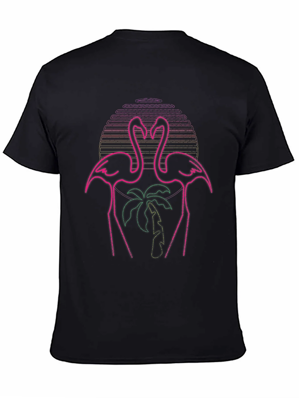 Neon Flamingo Palm Tree Graphic Tee - Black product image 2